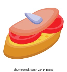 Pate sandwich icon isometric vector. Foie plate. Duck food