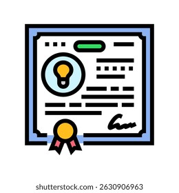 aplicação de patente desenvolvimento de pesquisa desenvolvimento ícone de cor vetor. aplicação de patente sinal de desenvolvimento de pesquisa. ilustração de símbolo isolado