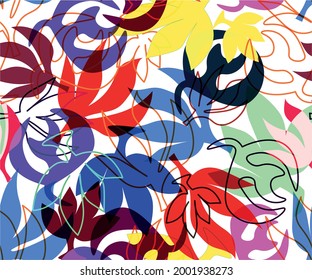 Patente para un fondo con elementos florales hechos en colores vivos