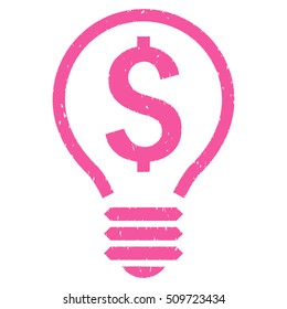 Patent Bulb grainy textured icon for overlay watermark stamps. Flat symbol with dirty texture. Dotted vector pink ink rubber seal stamp with grunge design on a white background.