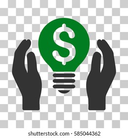 Patent Care icon. Vector illustration style is flat iconic bicolor symbol, green and gray colors, transparent background. Designed for web and software interfaces.