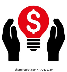 Patent Care icon. Vector style is bicolor flat iconic symbol with rounded angles, intensive red and black colors, white background.