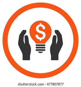 Patent Care rounded icon. Vector illustration style is flat iconic bicolor symbol, orange and gray colors, white background.
