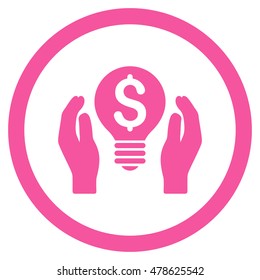 Patent Care rounded icon. Vector illustration style is flat iconic symbol, pink color, white background.