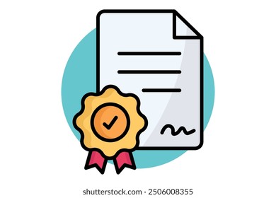 Patent colored outline icon. icon related to law and justice. legal elements vector illustration