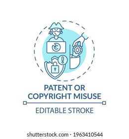 Patent and copyright misuse concept icon. Anti-competitive practice idea thin line illustration. Market advantage. Copyright infringement. Vector isolated outline RGB color drawing. Editable stroke