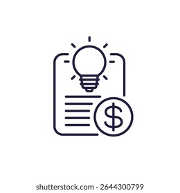 patent cost line icon, vector