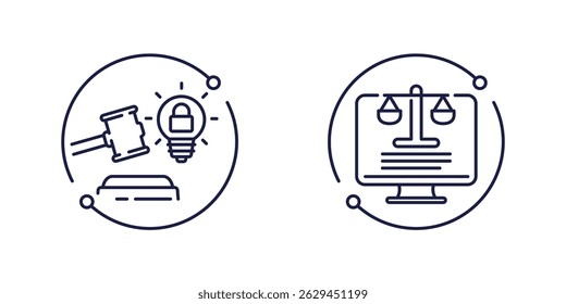 patent court icons in line design