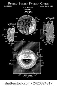 Patent Drawing for E. Kempshall's Golf Ball 1905