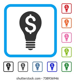 Patent icon. Flat gray iconic symbol inside a light blue rounded rectangular frame. Black, gray, green, blue, red, orange color versions of Patent vector. Designed for web and software user interface.