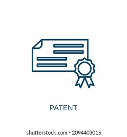 patent icon. Thin linear patent outline icon isolated on white background. Line vector patent sign, symbol for web and mobile