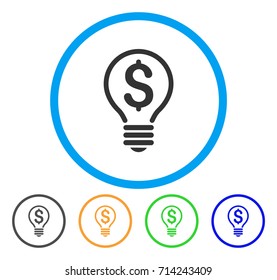 Patent icon. Vector illustration style is a flat iconic patent grey rounded symbol inside light blue circle with black, green, blue, yellow color versions. Designed for web and software interfaces.