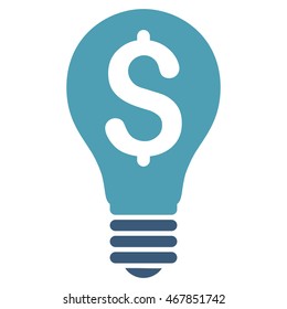 Patent icon. Vector style is bicolor flat iconic symbol with rounded angles, cyan and blue colors, white background.