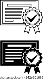 Patentsymbole. Schwarz-Weiß-Vektorsymbole. Auszeichnung für patentiertes Produkt. eingetragenes geistiges Eigentum