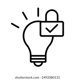 Patent idea icon linear logo mark in black and white