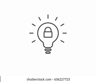 Patent idea or patented solution locked or protected light bulb icon. Intellectual property icon. Private property sign. Patent, icon, bulb, business, lightbulb, technology, abstract, background, brig