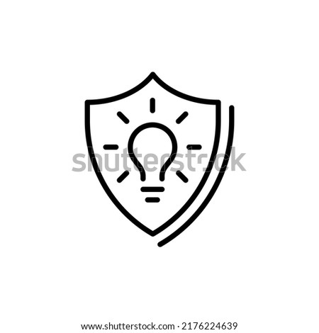 Patent idea or patented solution locked or protected light bulb icon. Intellectual property icon. Private property sign
