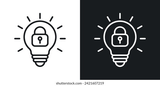 Patent and Intellectual Property Icon Designed in a Line Style on White Background.