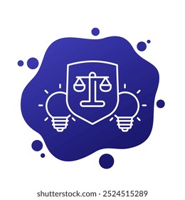 patent legal protection icon in line design