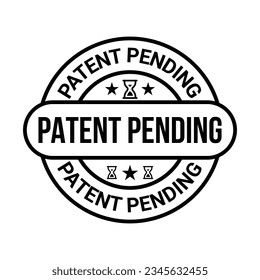 Insignia Pendiente De Patente, Sello De Goma, Etiqueta Pendiente Patentada, Icono Pendiente, Logo, Retro, Vintage, Con Marca De Marcado Y Marca De Comprobación Emblem, Icono Aplicado De Patente, Ilustración Del Vector De Propiedad Intelectual