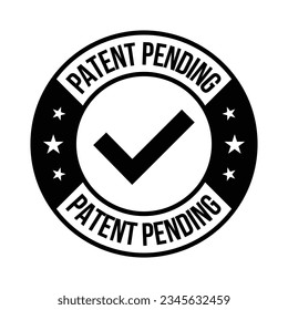 Patent Pending Badge, Rubber Stamp, Patented Pending Label, Pending Icon, Logo, Retro, Vintage, With Tick Mark And Check Mark Emblem, Patent Applied Icon, Intellectual Property Vector Illustration