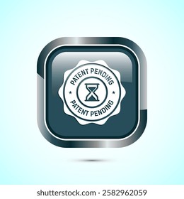 Patent pending icon design illustration, patent pending logo, badge, seal emblem, Gray color square button design