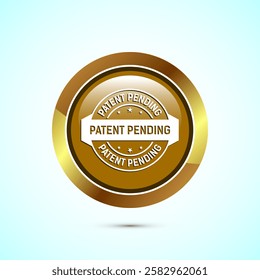 Patent pending icon design illustration, patent pending logo, badge, seal emblem, Gold color round button design