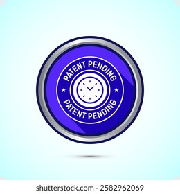 Patent pending icon design illustration, patent pending logo, badge, seal emblem, Blue shadow button design