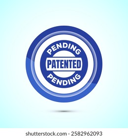 Patent pending icon design illustration, patent pending logo, badge, seal emblem, Blue color button design