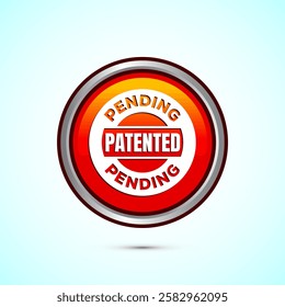 Patent pending icon design illustration, patent pending logo, badge, seal emblem, Orange color round button design