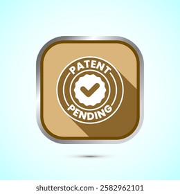 Patent pending icon design illustration, patent pending logo, badge, seal emblem, Gold shadow button design