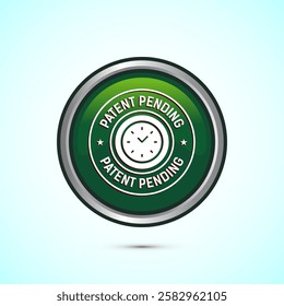 Patent pending icon design illustration, patent pending logo, badge, seal emblem, Green color round button design