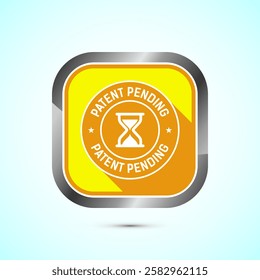 Patent pending icon design illustration, patent pending logo, badge, seal emblem, Yellow shadow button design