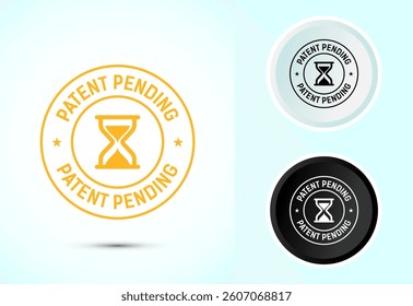 Patent pending icon design illustration, patent pending logo, badge, seal emblem, Color black and white