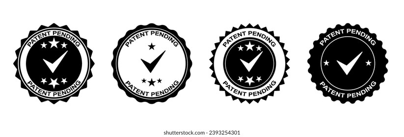 Patent pending icon set. Black and White rounded vector stamp of patent pending. logo, vector, badge, stamp,  Seal emblem of patent pending isolated on white background.