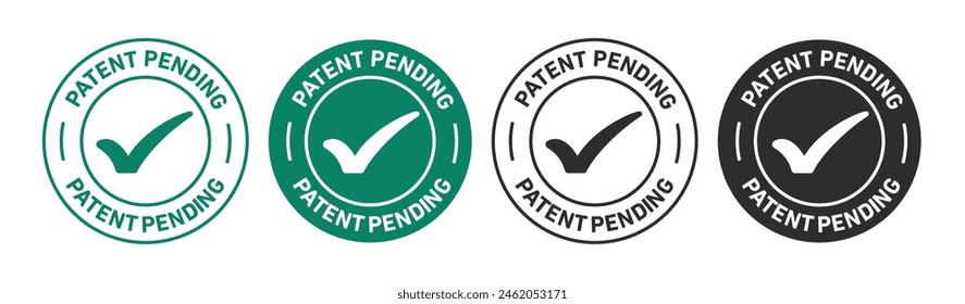 Patent ausstehend Icon Stempel. Innovationstechnologie Patent ausstehend Vektorgrafik Badge Mark Set.