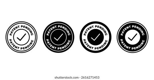 Patent Pending Icons Black and White Checkmark Seals Vector Design