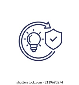 patent protection, protect ideas line icon