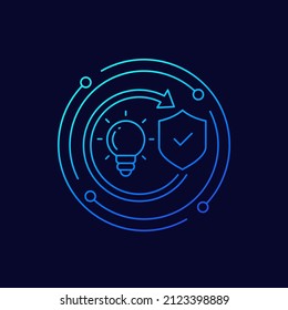 patent protection, protect ideas line vector icon