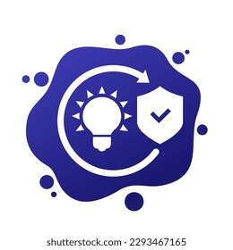 protección de patentes, proteger ideas icono vector