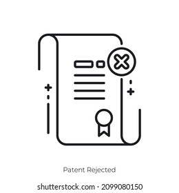 Patent Rejected icon. Outline style icon design isolated on white background