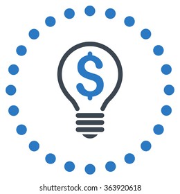 Patent vector icon. Style is bicolor flat circled symbol, smooth blue colors, rounded angles, white background.