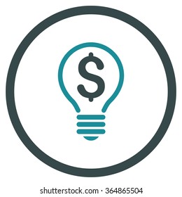 Patent vector icon. Style is bicolor flat circled symbol, soft blue colors, rounded angles, white background.