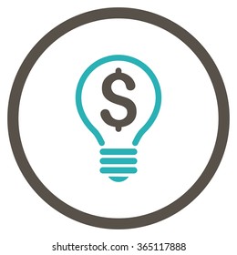 Patent vector icon. Style is bicolor flat circled symbol, grey and cyan colors, rounded angles, white background.