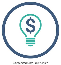 Patent vector icon. Style is bicolor flat circled symbol, cobalt and cyan colors, rounded angles, white background.