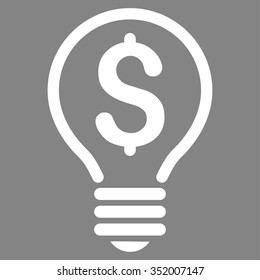 Patent vector icon. Style is flat symbol, white color, rounded angles, gray background.