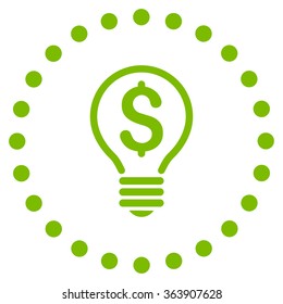 Patent vector icon. Style is flat circled symbol, eco green color, rounded angles, white background.