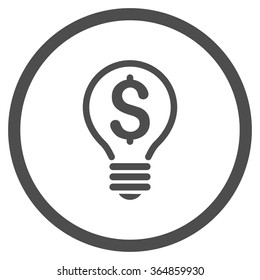 Patent vector icon. Style is flat circled symbol, gray color, rounded angles, white background.