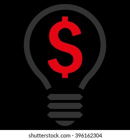 Patent vector icon. Style is flat symbol, red color, black background.