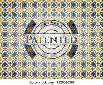 Patented arabesque style badge. arabic decoration.